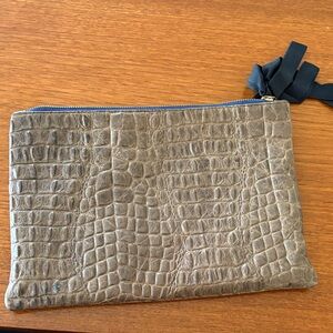 Clare V Brown Crocodile Embossed Clutch